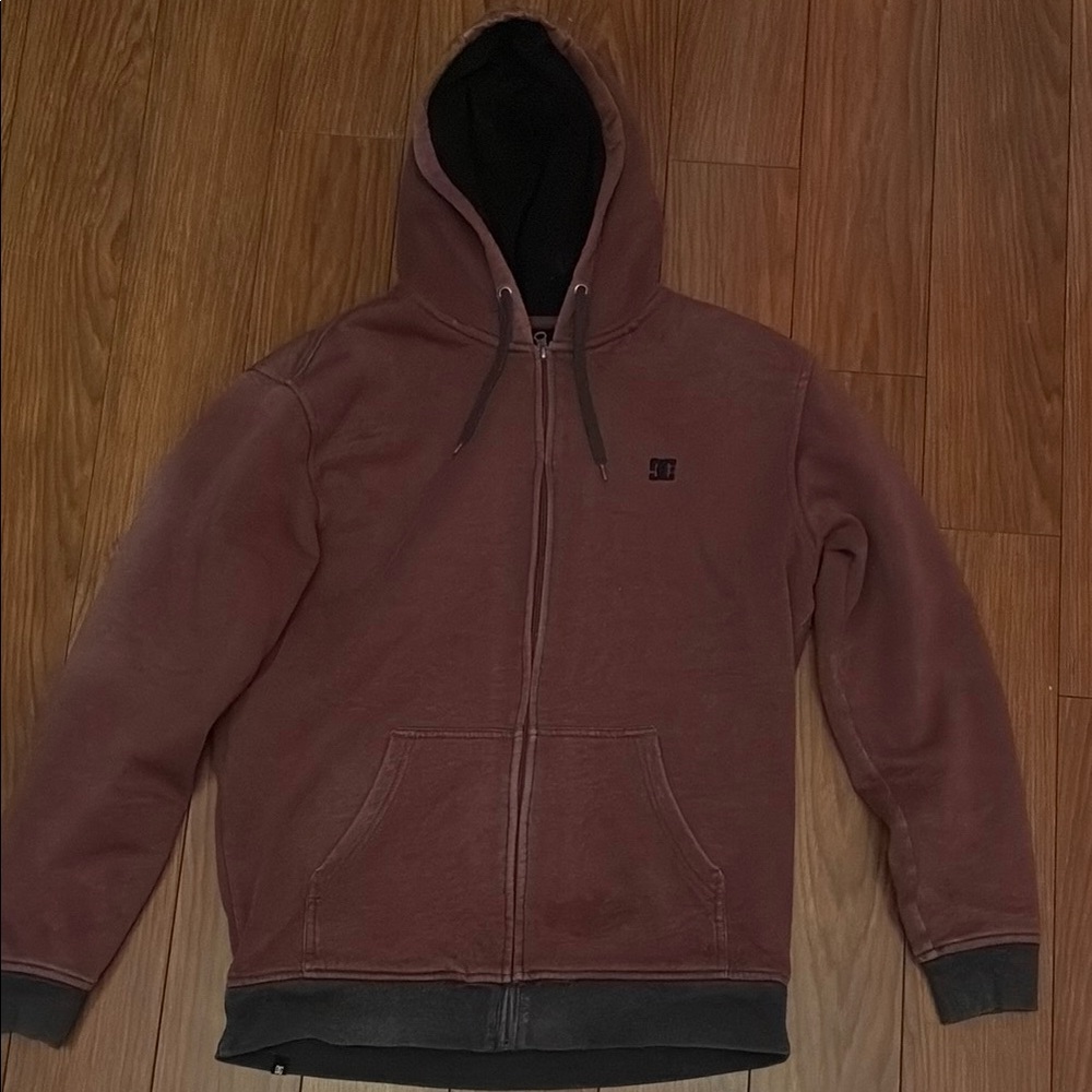 y2k DC Brown Zip Up Sweater